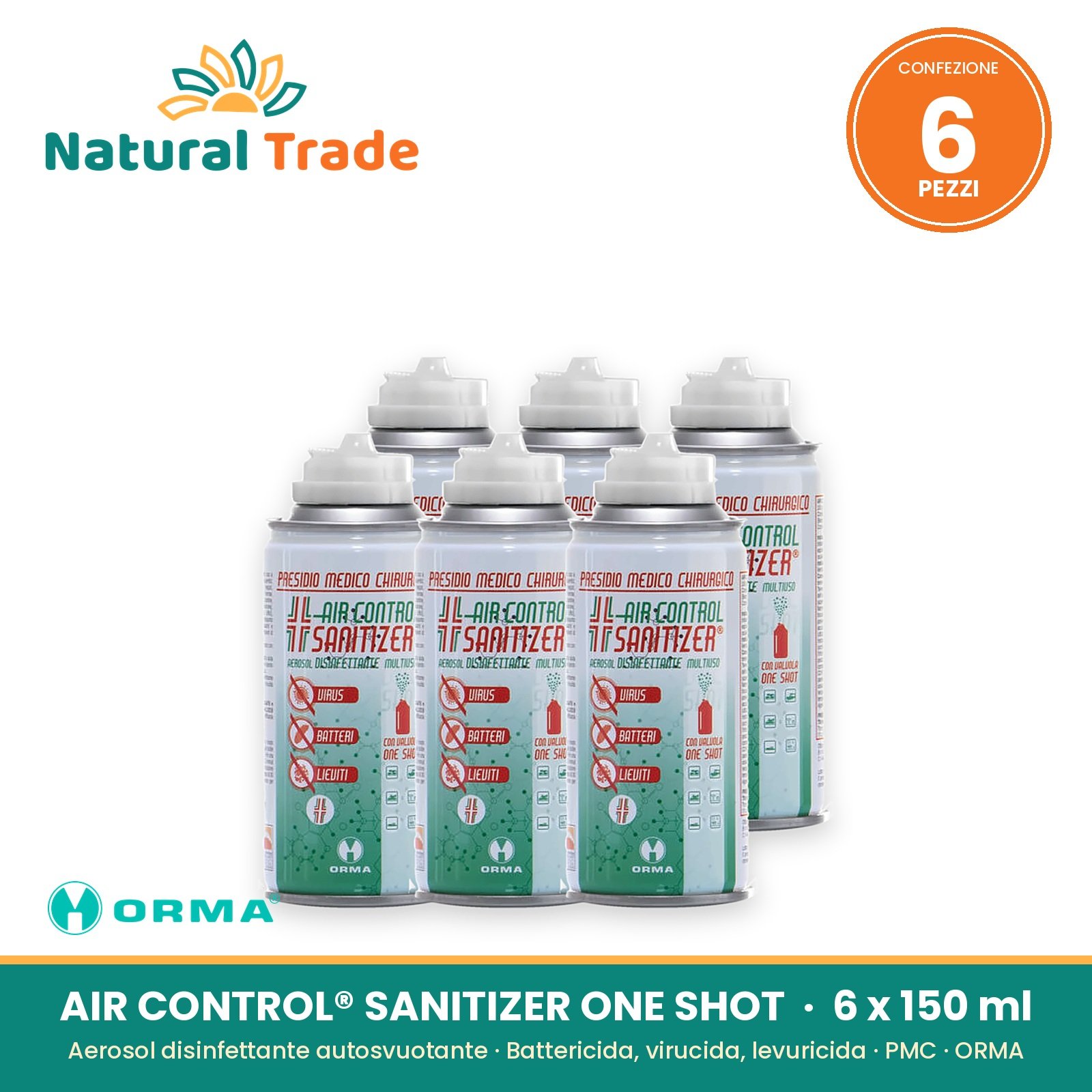AIR CONTROL® SANITIZER ONE SHOT ORMA - 6 x 150 ml